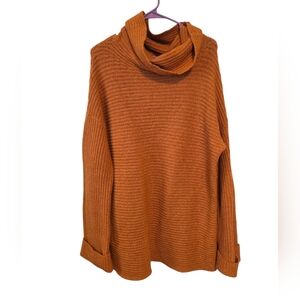 Anthropologie Pilcro Women's Cowl Neck Sweater in Warm Orange Size Medium